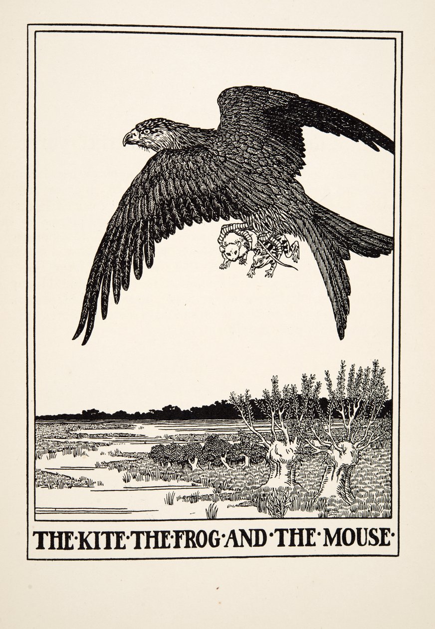 O papagaio, o sapo e o rato, de cem fábulas de Esopo, pub.1903 de Percy J. Billingshurst