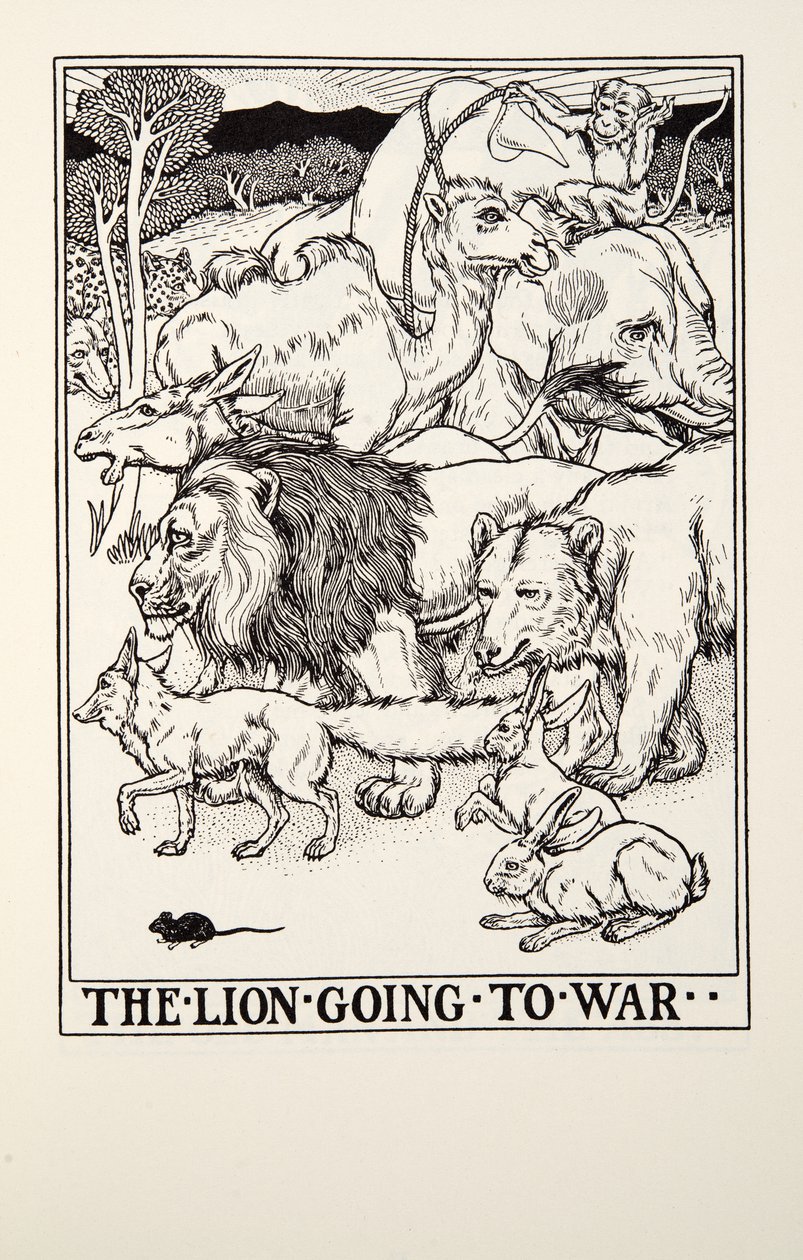 O Leão Indo à Guerra, de Fontaine Fables, pub. 1905 de Percy J. Billingshurst