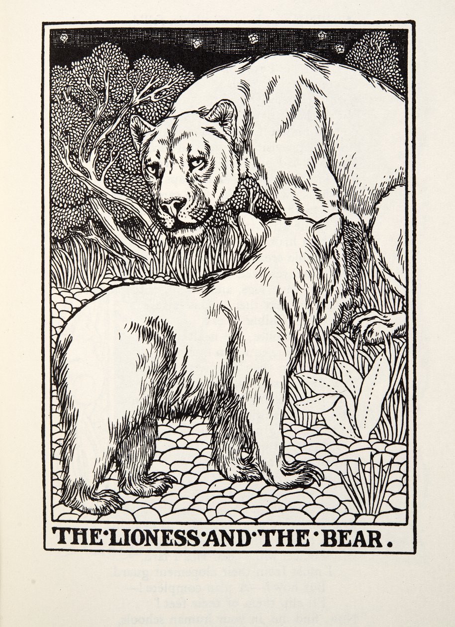 O Leão e o Urso, de Fontaine Fables, pub. 1905 de Percy J. Billingshurst