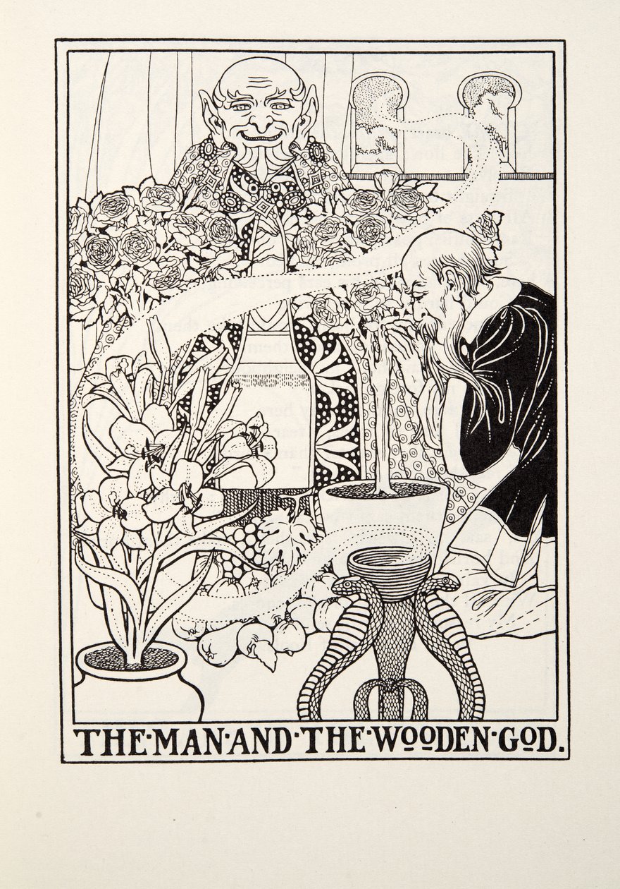 O homem e o Deus de madeira, de Fontaine Fables, pub. 1905 de Percy J. Billingshurst