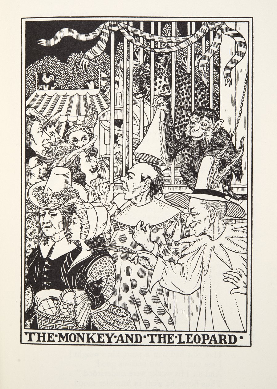O Macaco e o Leopardo, de Fontaine Fables, pub. 1905 de Percy J. Billingshurst
