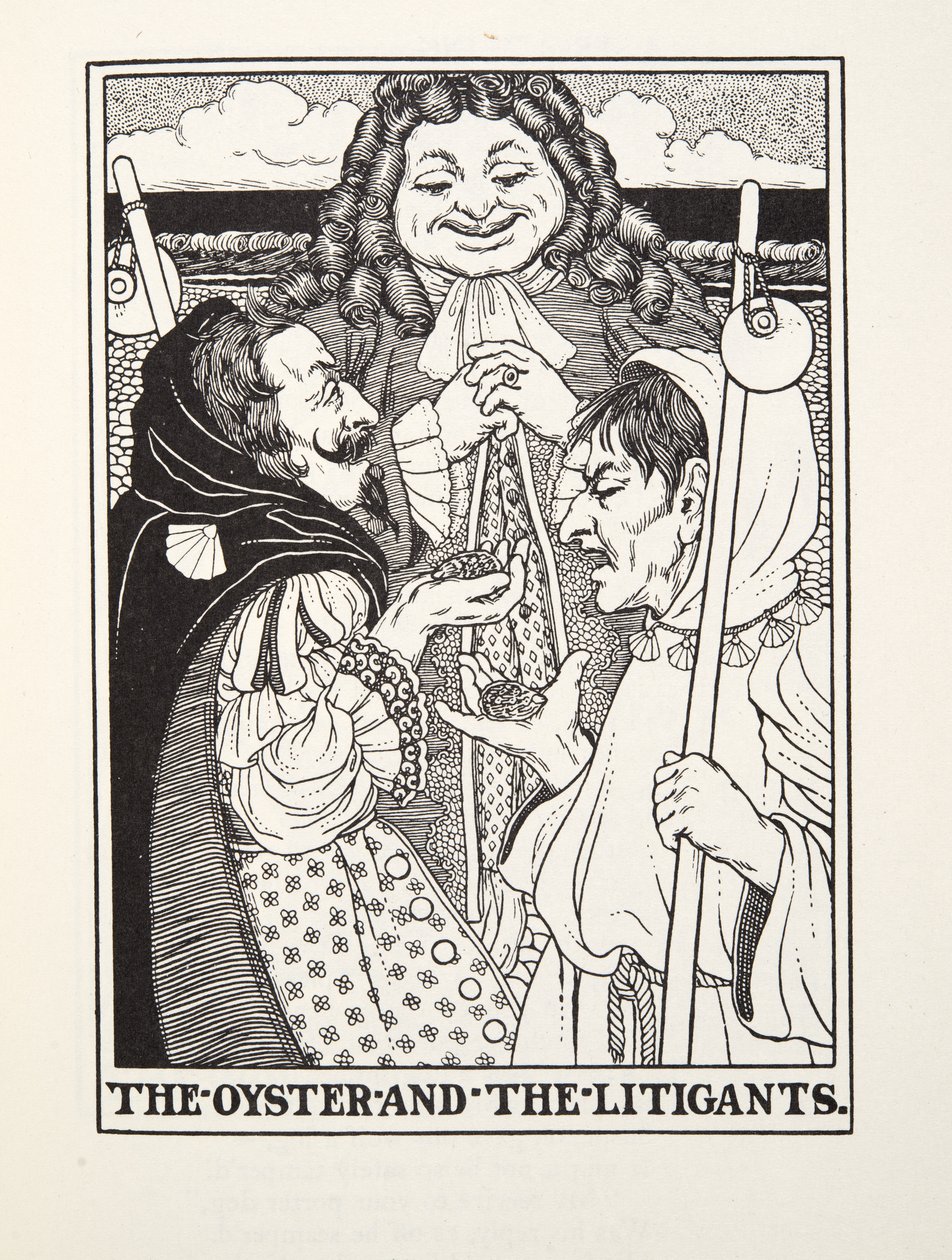 The Oyster and the Litigants, de Fontaine Fables, pub. 1905 (gravura) de Percy J. Billingshurst