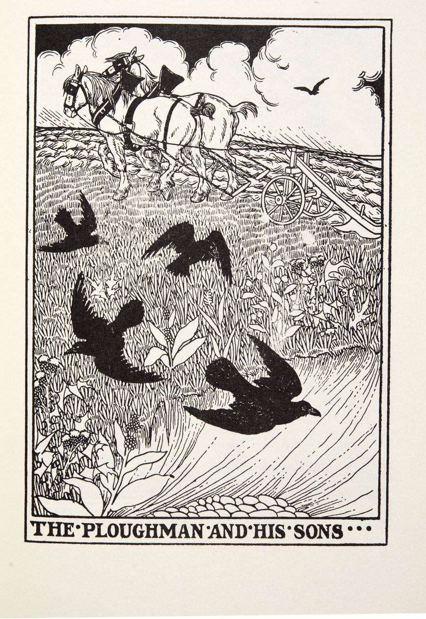 The Ploughman and his Sons, de Fontaine Fables, pub. 1905 de Percy J. Billingshurst