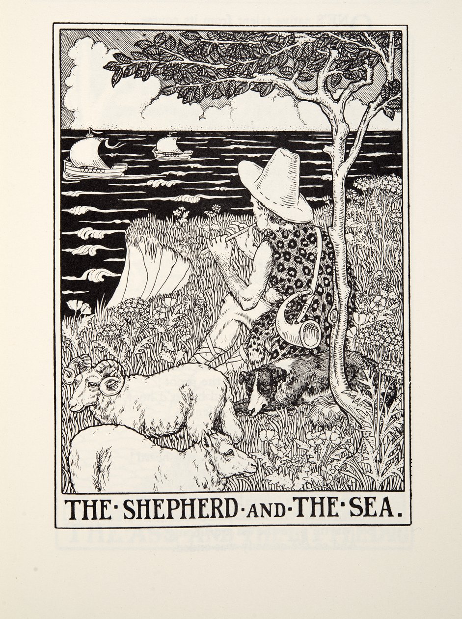 O Pastor e o Mar, de Fontaine Fables, pub. 1905 de Percy J. Billingshurst