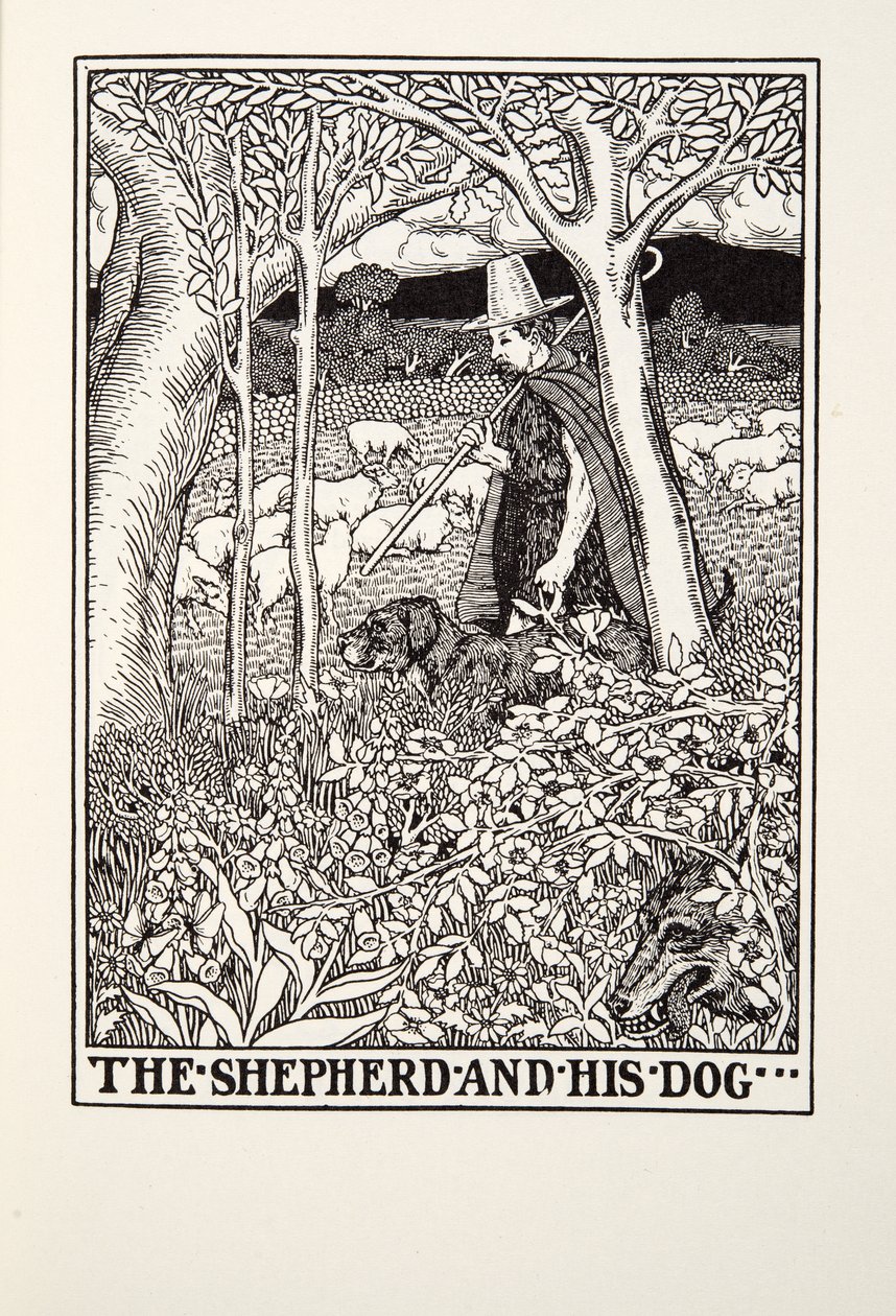 O Pastor e seu Cão, de Fontaine Fables, pub. 1905 de Percy J. Billingshurst