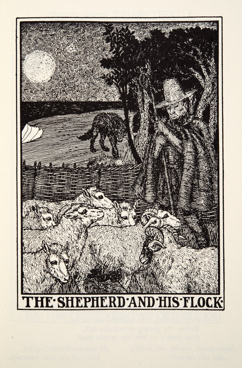 O Pastor e seu Rebanho, de Fontaine Fables, pub. 1905 de Percy J. Billingshurst