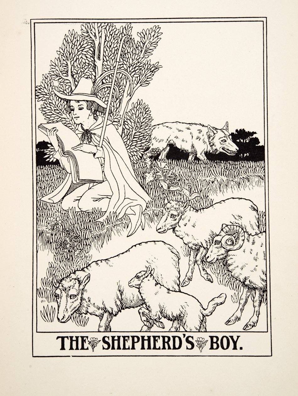 The Shepherds Boy, de cem fábulas de Esopo, pub.1903 de Percy J. Billingshurst