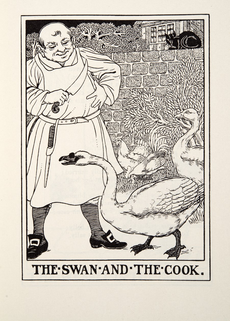 O Cisne e o Cozinheiro, de Fontaine Fables, pub. 1905 de Percy J. Billingshurst