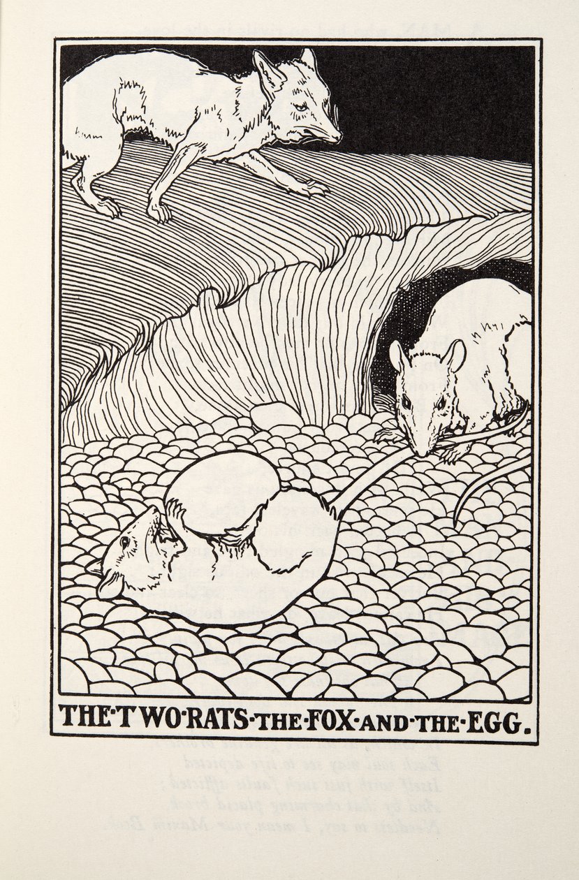Os dois ratos, a raposa e o ovo, de Fontaine Fables, pub. 1905 de Percy J. Billingshurst