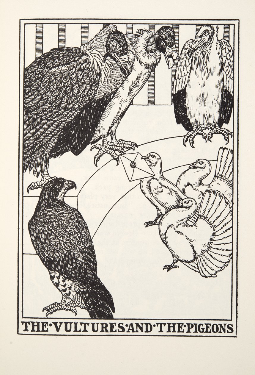Os Abutres e os Pombos, de Fontaine Fables, pub. 1905 de Percy J. Billingshurst