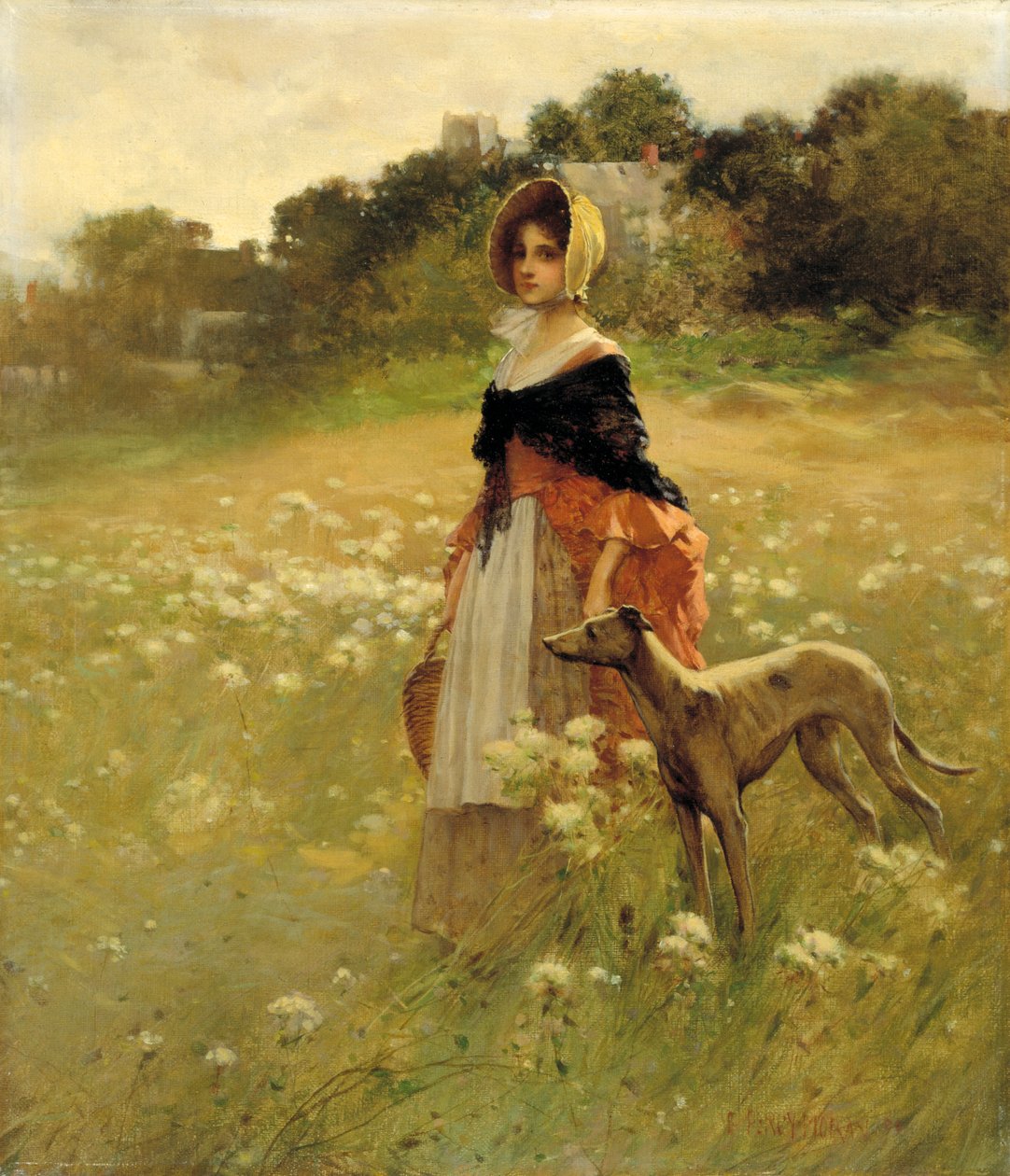 Moça e Cachorro, 1890. de Percy Moran