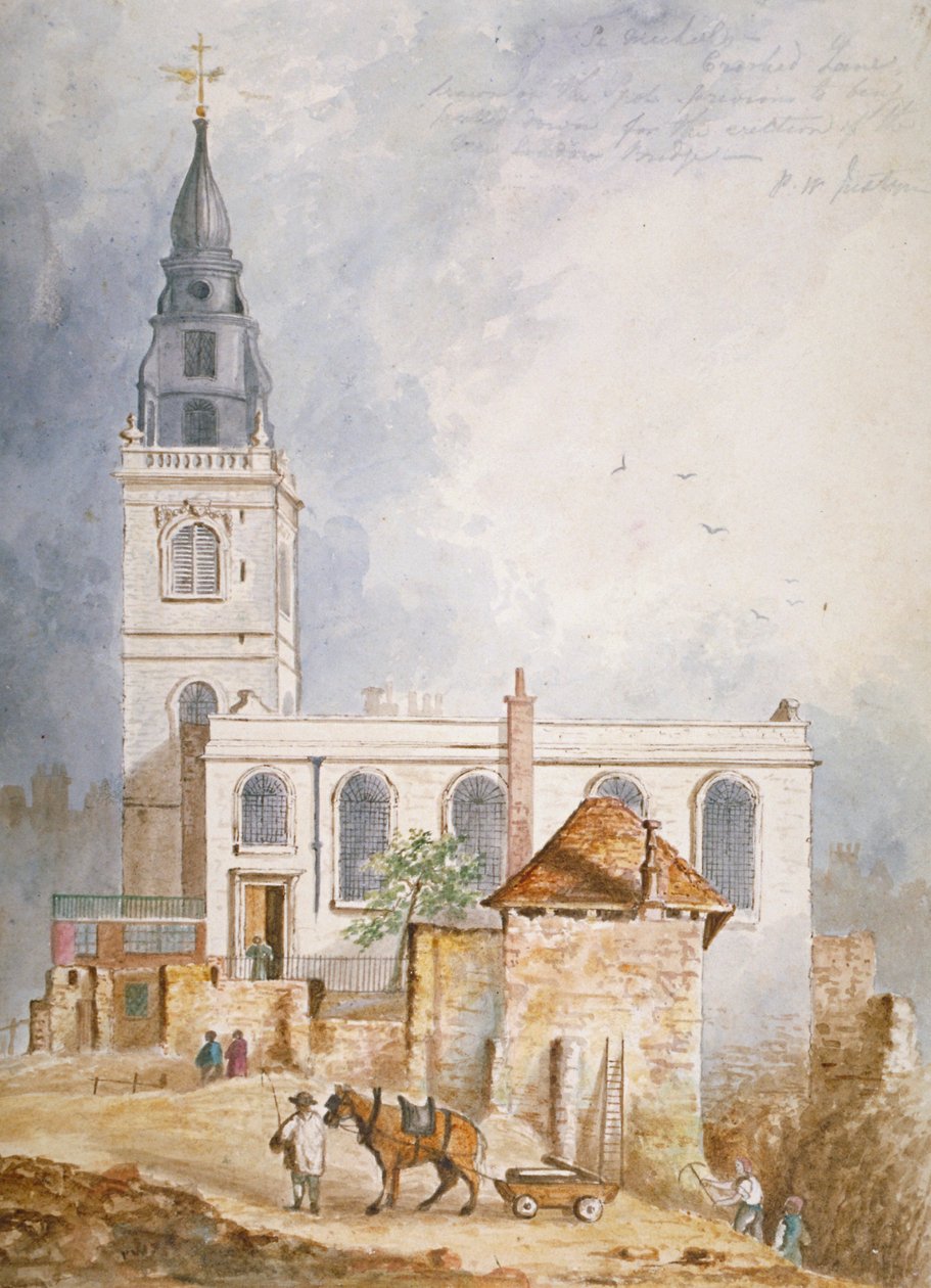 Vista da Igreja de São Miguel, Crooked Lane, Cidade de Londres, 1831 de Percy William Justyne