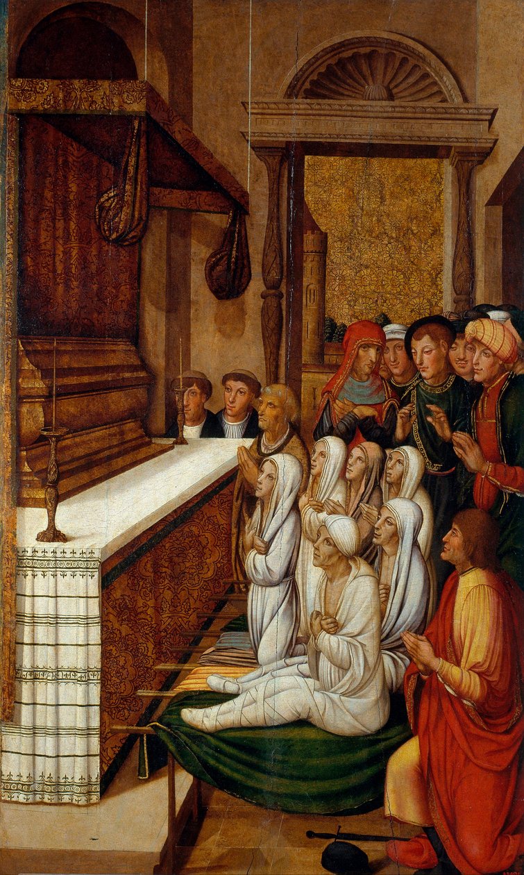 Seis Ressurreições perante as Relíquias de Santo Estêvão - Pintura de Pere (Pedro) Gasco (1502/05-1546) - c.1535 - Tempera em painel - 146,7x88,5 - Museu Nacional d