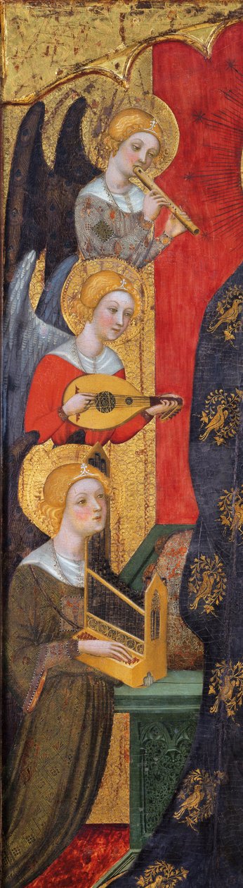 Detalhe de Madonna com anjos tocando música, ca 1380 de Pere Serra