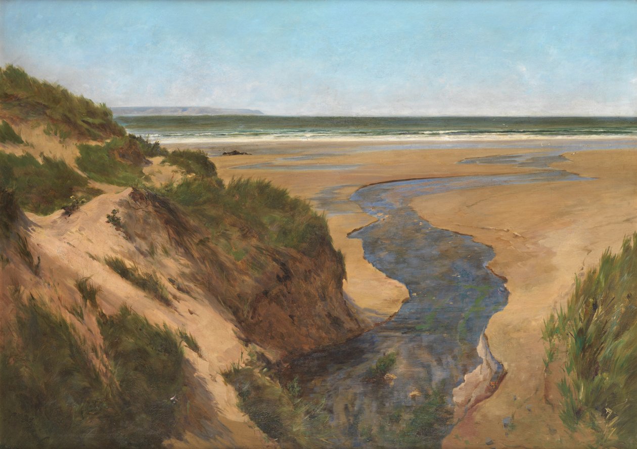 Croyde Sands, Summertime (Óleo sobre tela) de Peregrine Mulvogue Feeney
