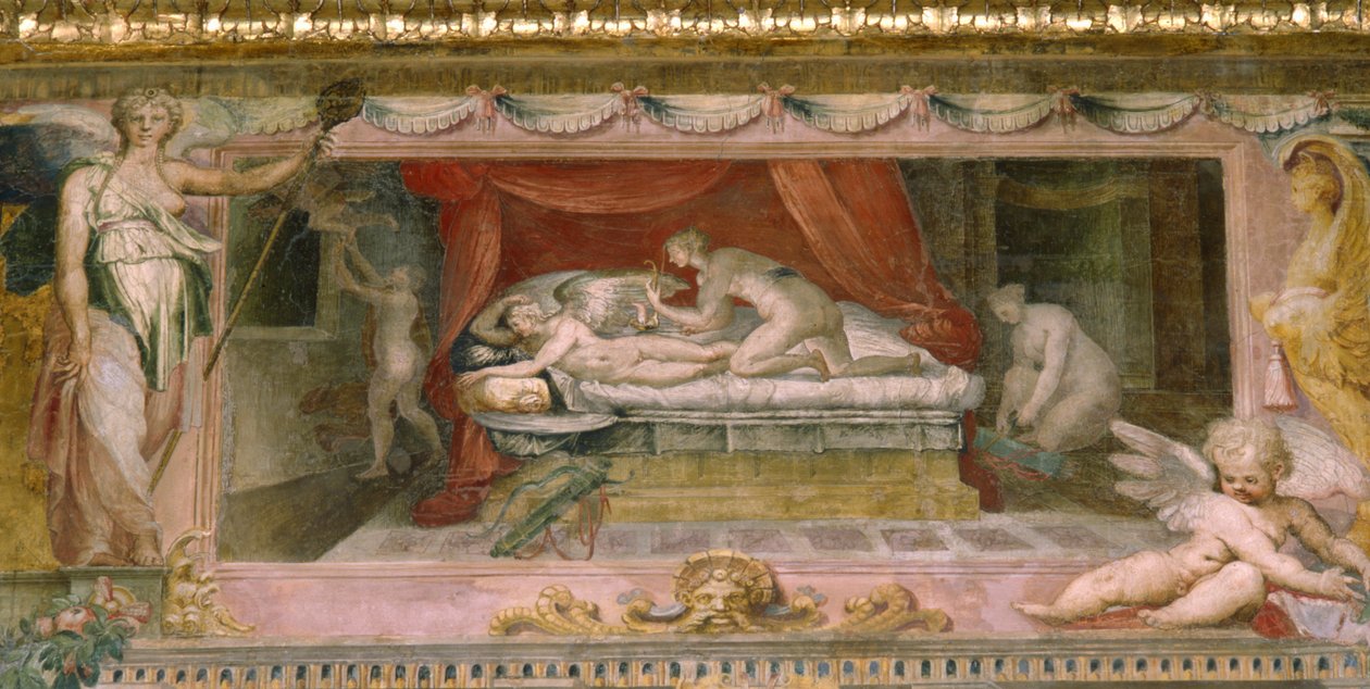 Friso no teto da sala de Cupido e Psique, c.1530 de Perino del Vaga