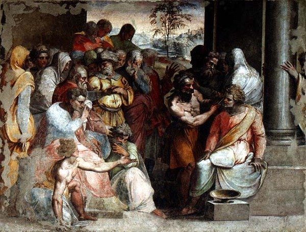 O Julgamento de Zaleucus, c.1525 (fresco) de Perino del Vaga