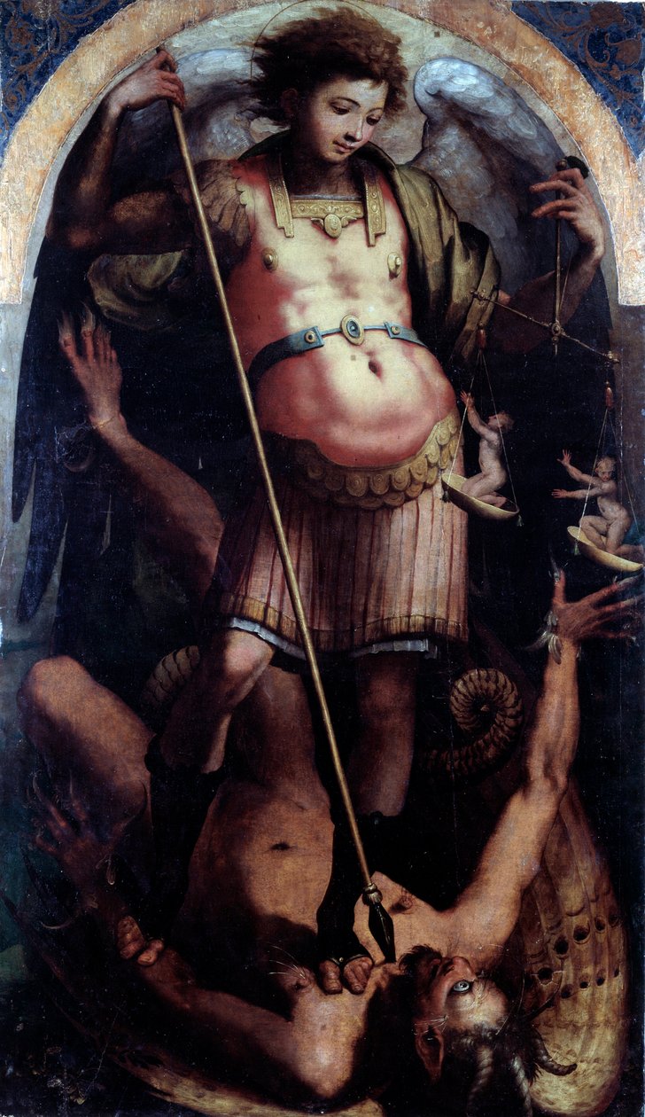 São Miguel, Painel central (óleo sobre madeira, c.1535) de Perino del Vaga