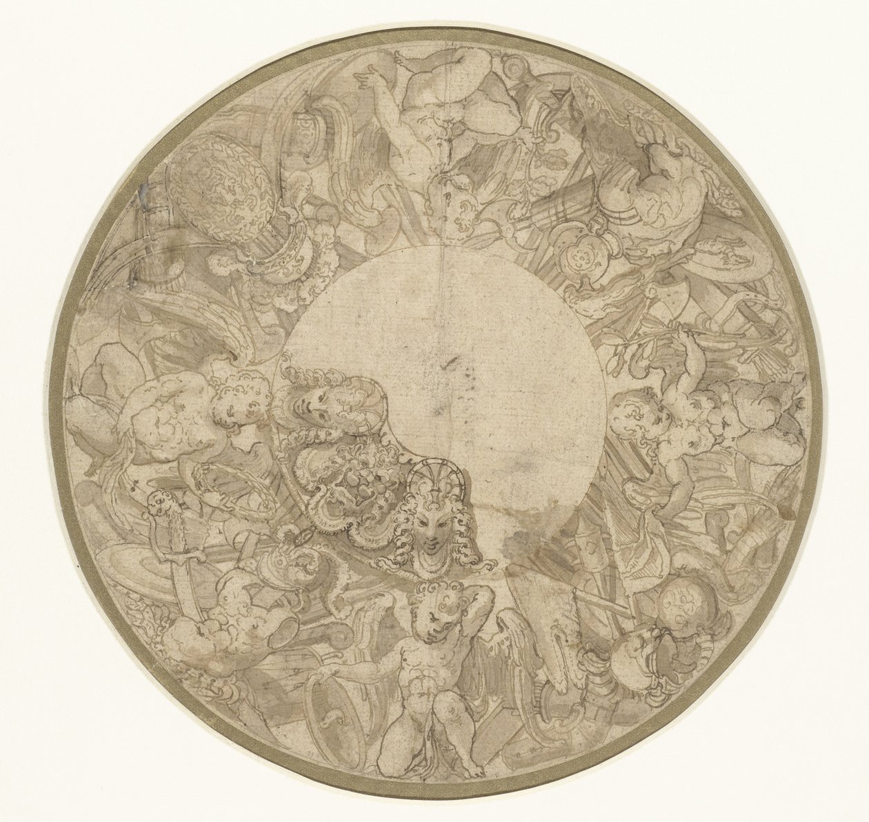 Design para a base de um show bowl redondo de Perino del Vaga (attributed to)