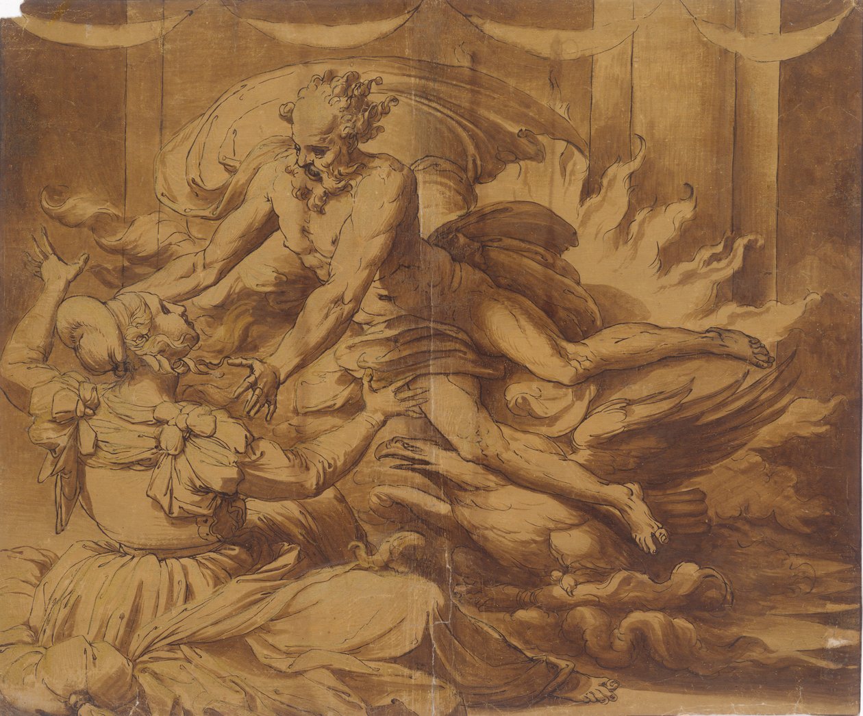 Júpiter Aparecendo a Semele, 1501-47. de Perino del Vaga