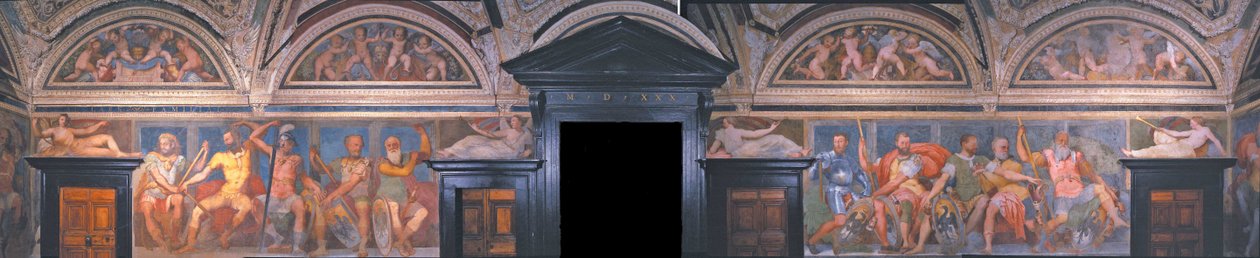 Loggia dos heróis. Detalhe. Villa del Principe, ca 1530 de Perino del Vaga