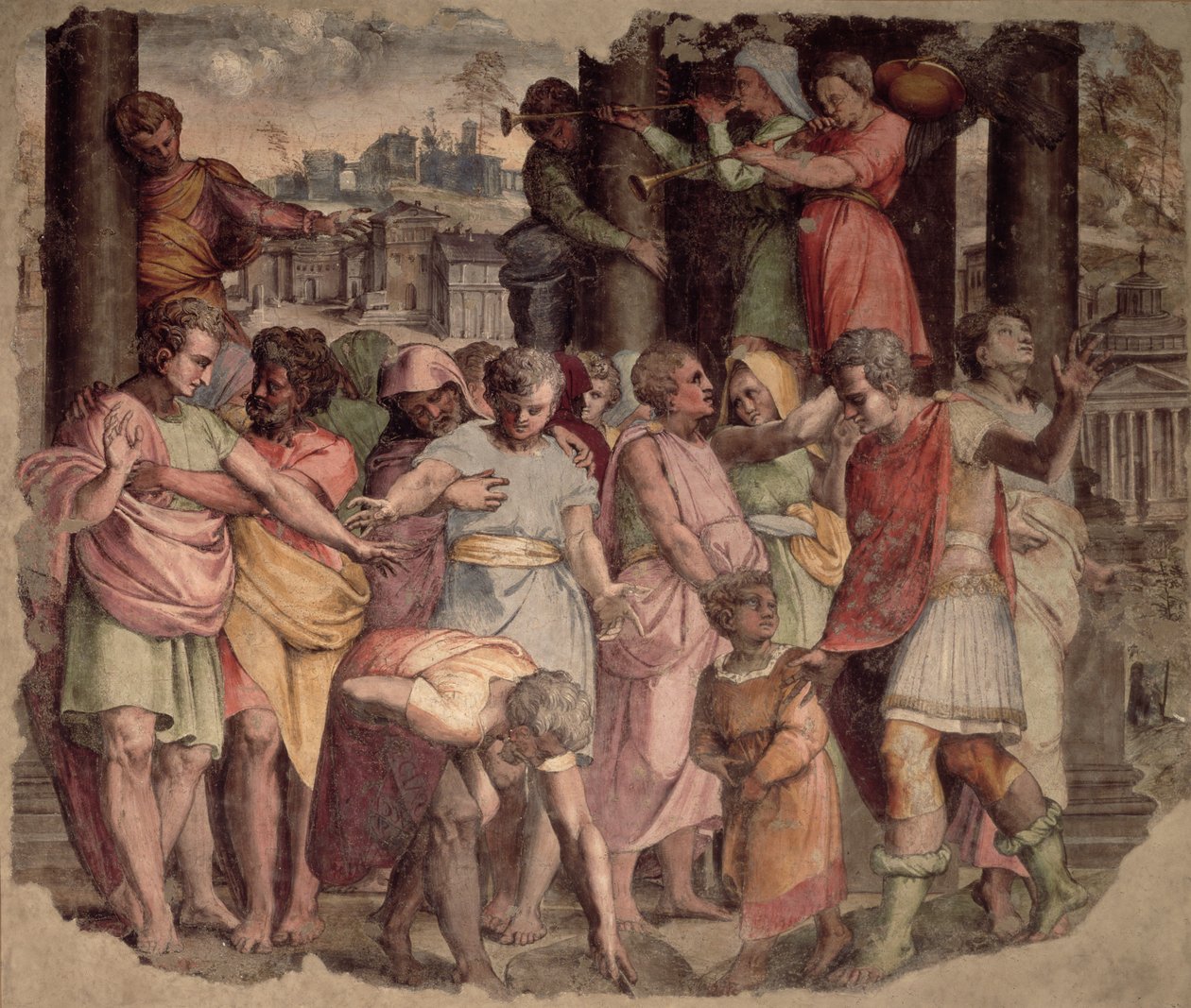 Tarquinius, o Orgulhoso, fundando o Templo de Júpiter no Capitólio, c.1525 de Perino del Vaga