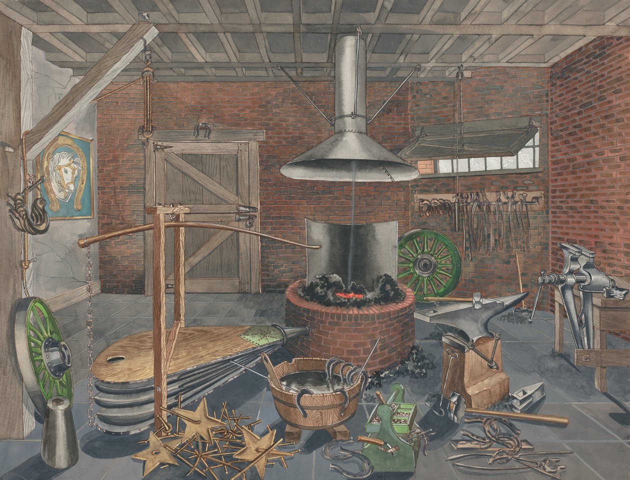 Oficina do ferreiro, 19351942. de Perkins Harnly