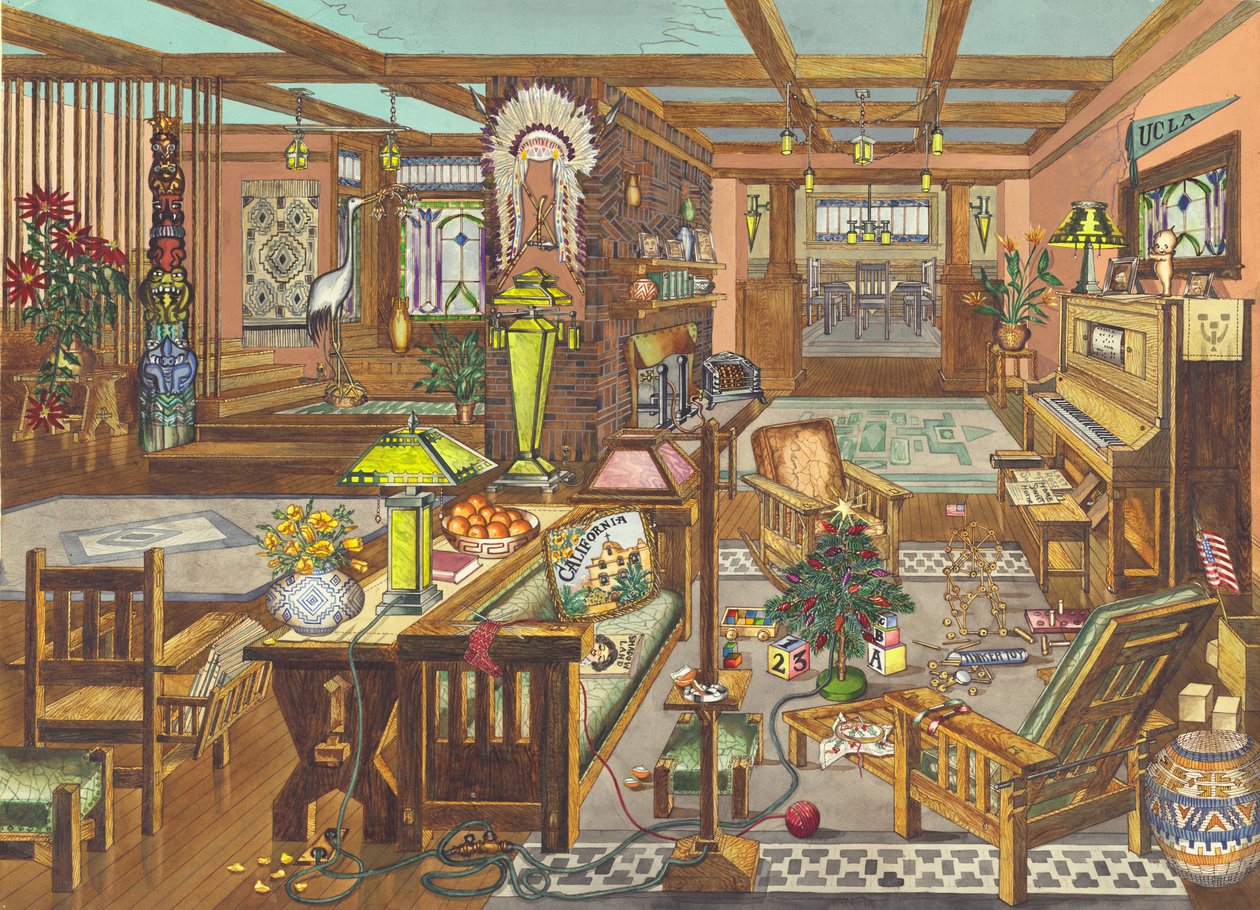 Interior estilo missão da Califórnia, 1946. de Perkins Harnly
