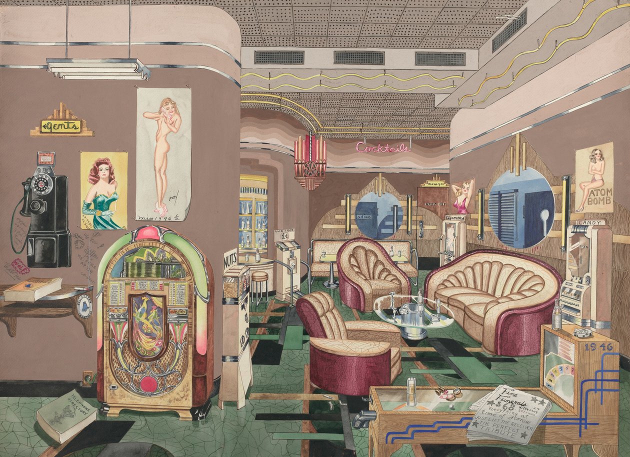 Salão de coquetéis, 1946, 19351942. de Perkins Harnly