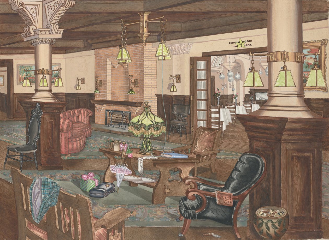 Hall do Hotel Hollywood, 1902, c. 1946. de Perkins Harnly