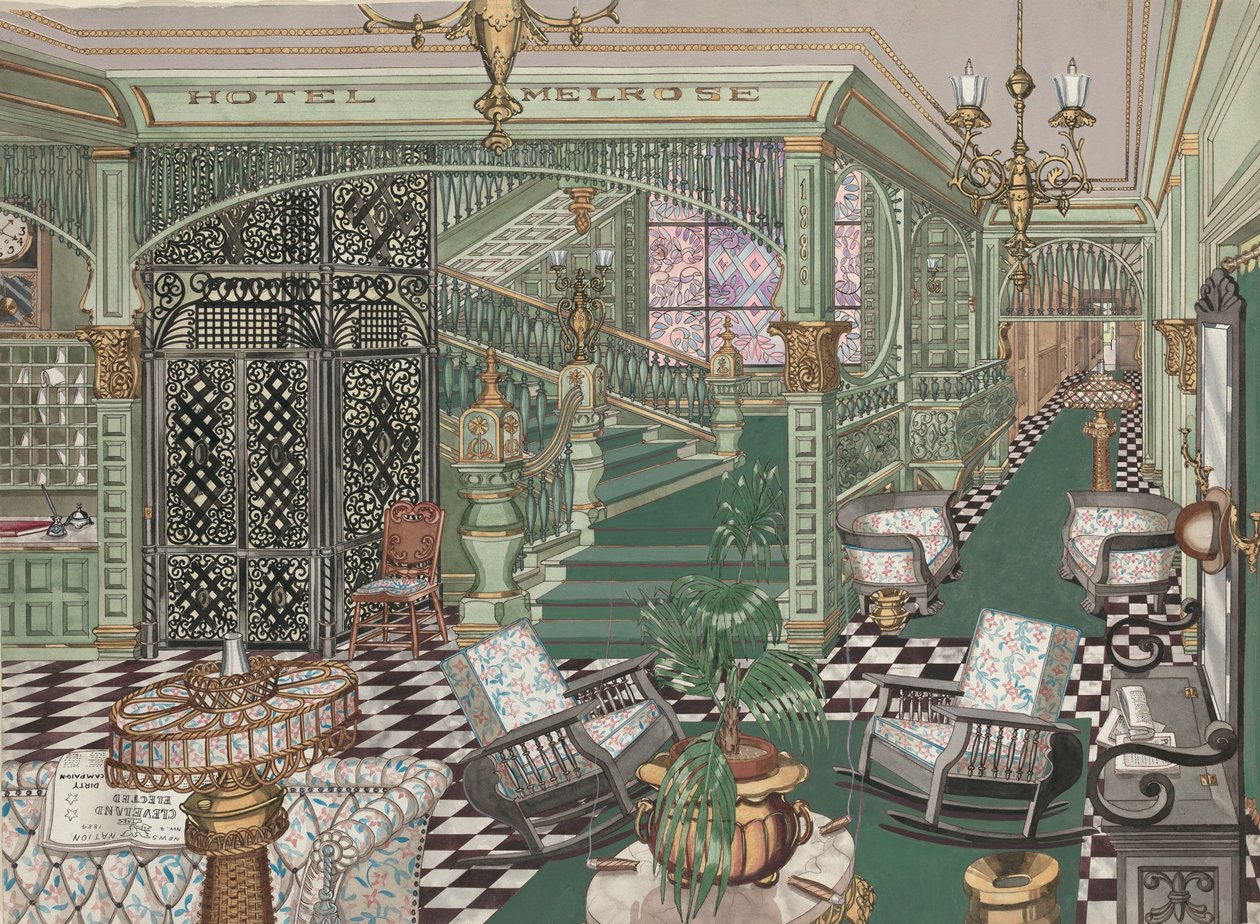 Átrio do Hotel Melrose, 1880, c. 1947. de Perkins Harnly