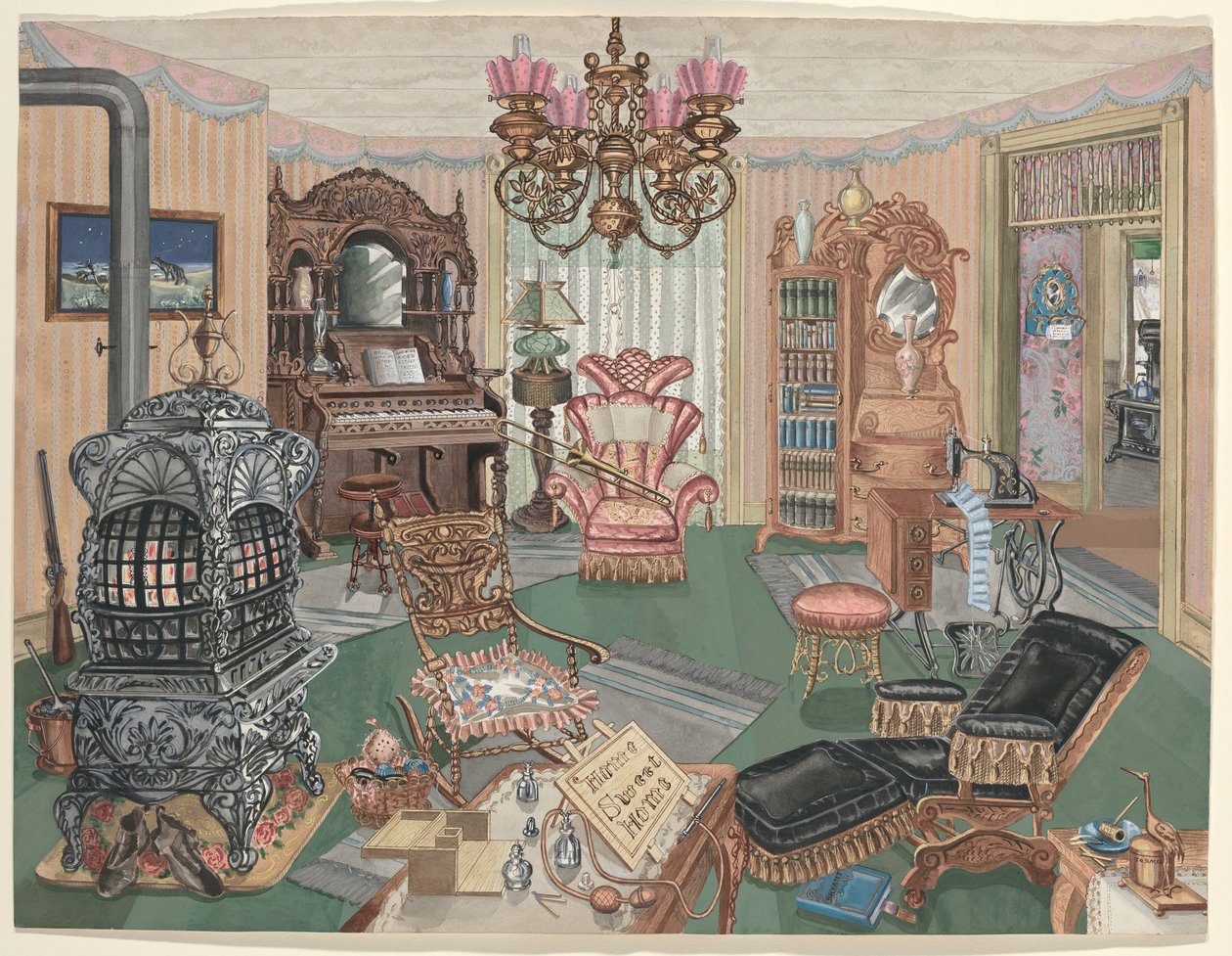 Sala de estar rural, 1900 de Perkins Harnly
