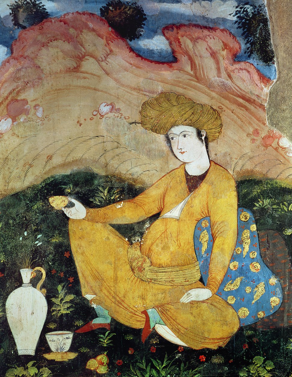 Cortesão do Tribunal do Xá Abbas I (1588-1629) de Persian School