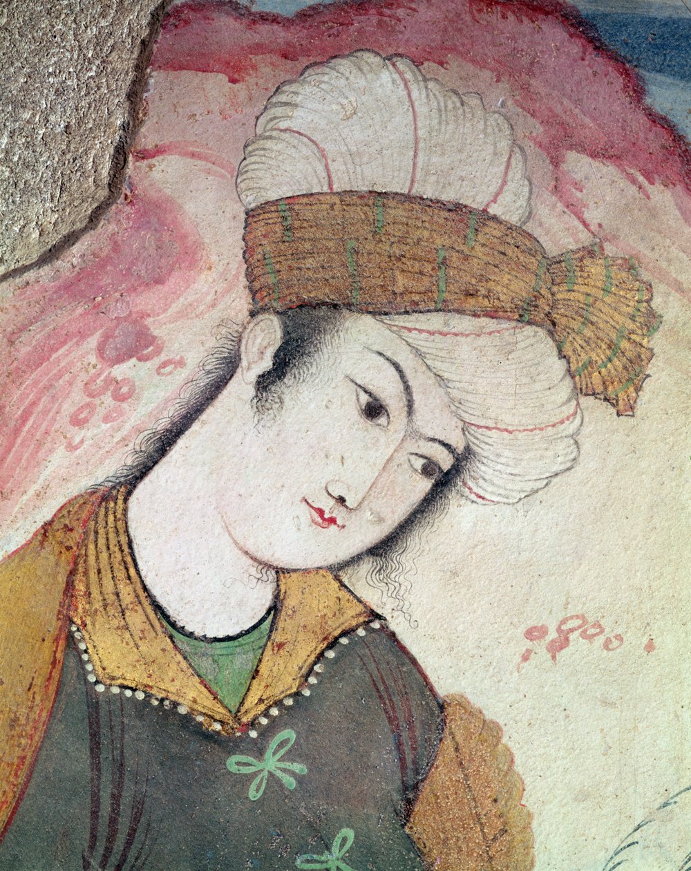 Senhor do Tribunal do Xá Abbas I, 1585-1627 (detalhe) de Persian School