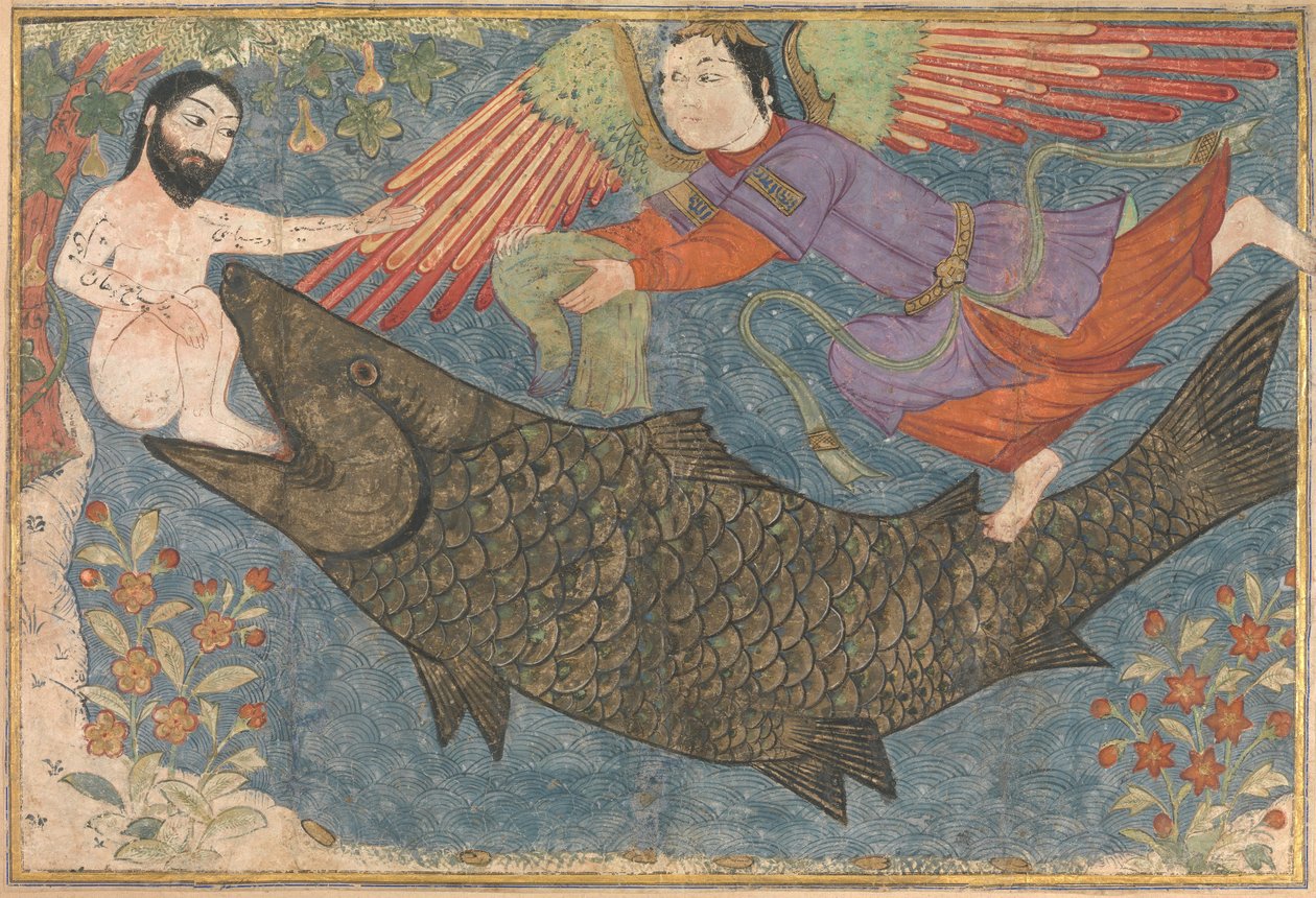 Jonas e a baleia, c.1400 de Persian School