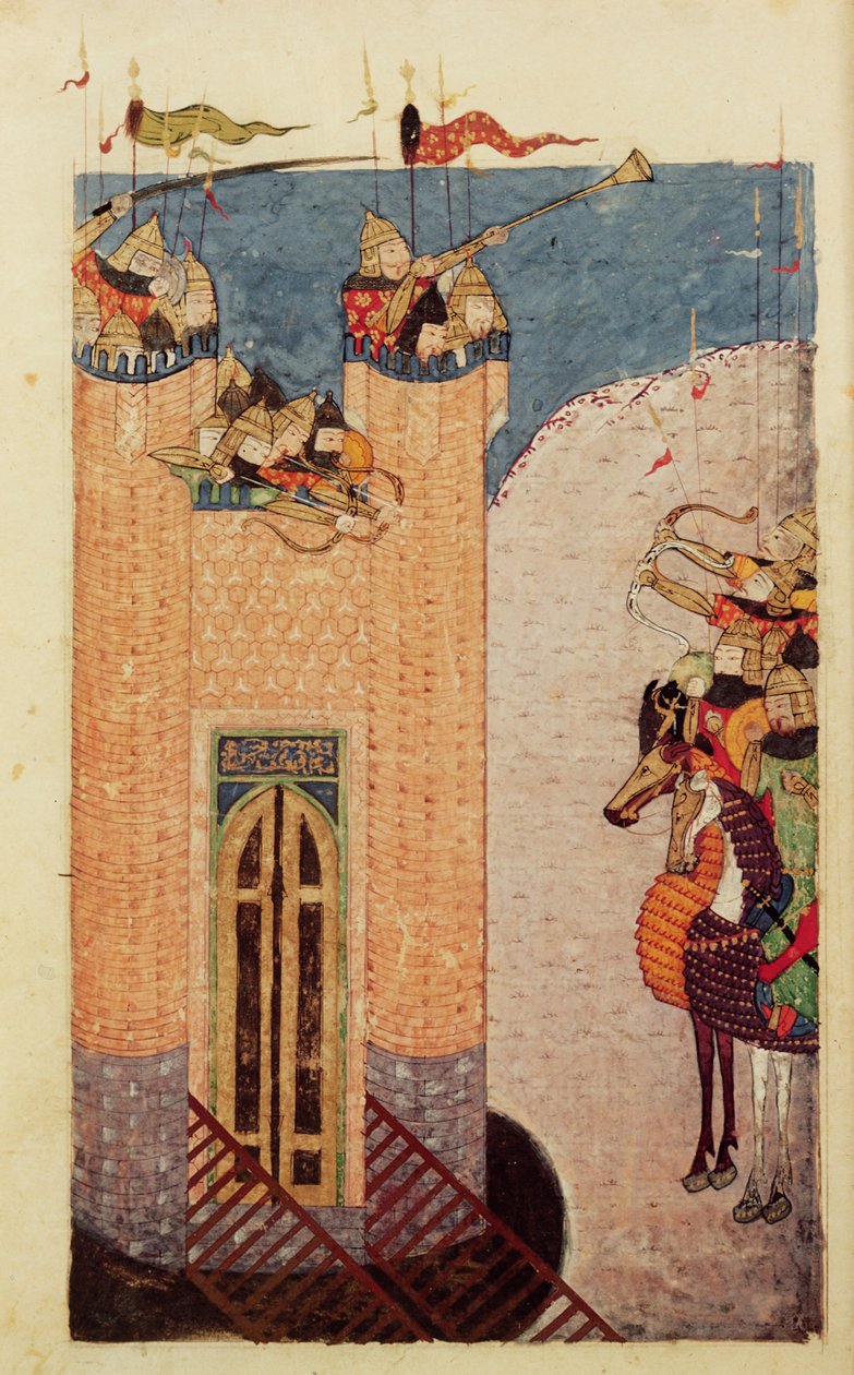 Ms 7926 206 f.149 Mongóis sitiando uma cidadela, c.1252-60 de Persian School