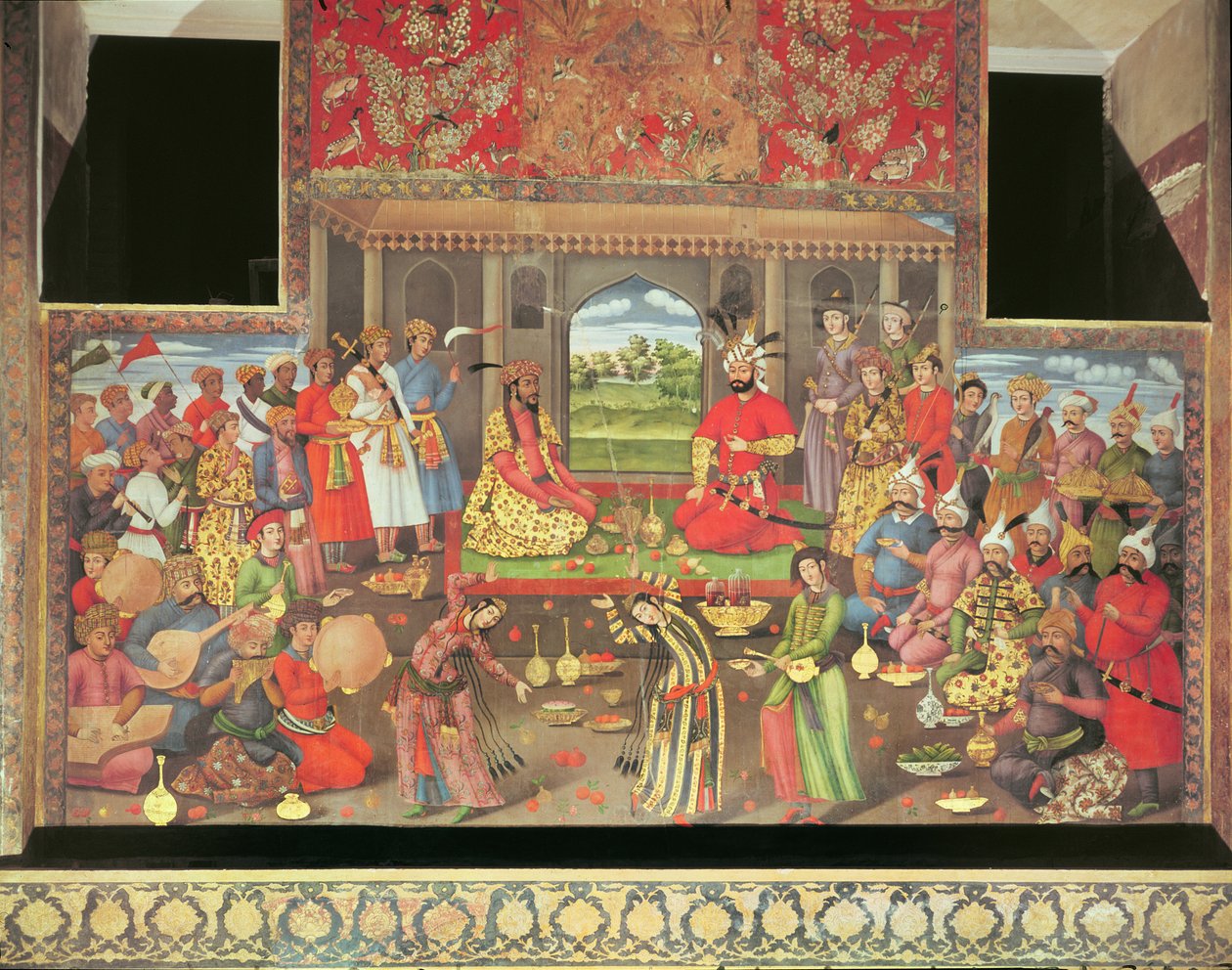 A recepção para o embaixador do Grand Moghul no Tribunal do Xá Tahmasp, 1573-76 de Persian School