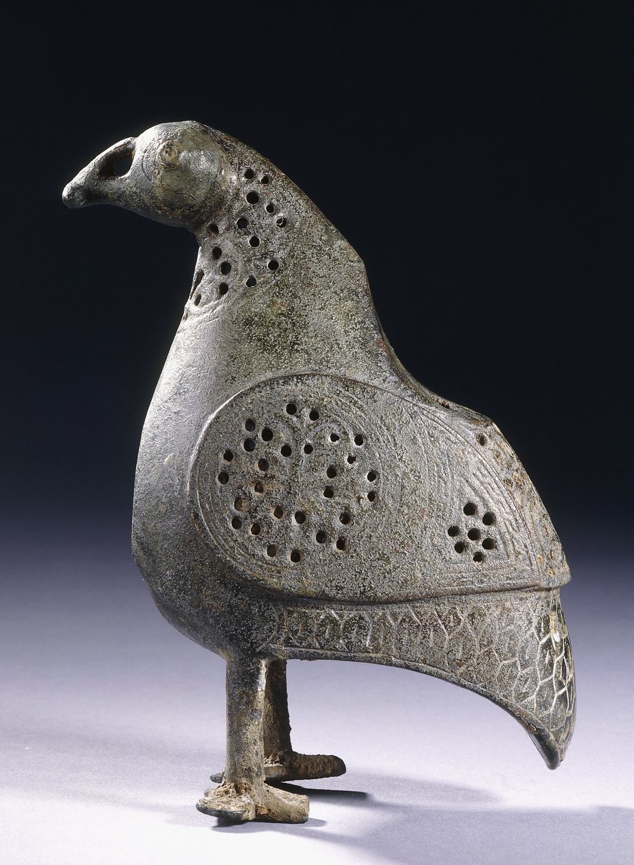 Um queimador de incenso de bronze persa na forma de um pássaro, século XII de Persian School