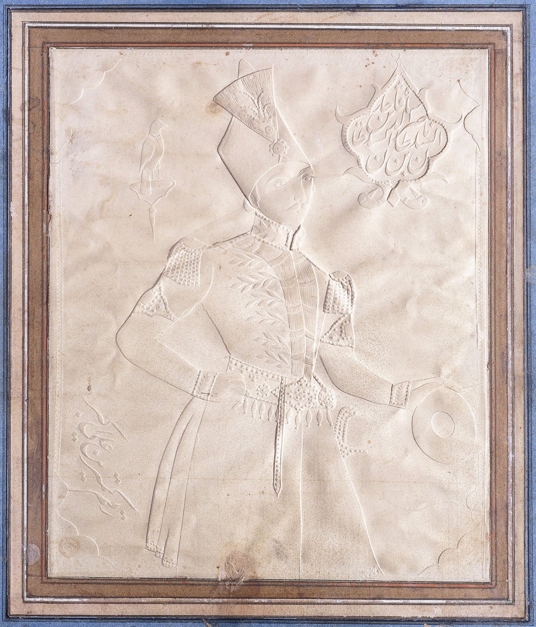 Um esboço khatt-i-nakhun de Nasr al-Din Shah de Persian School