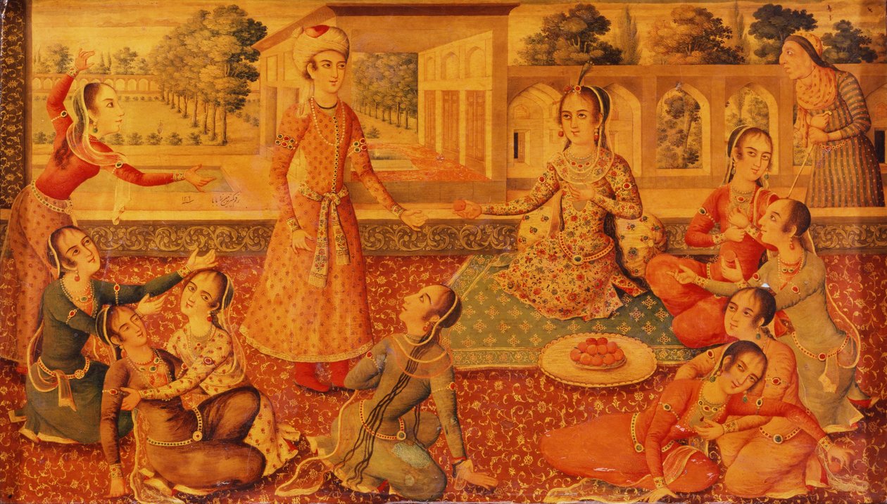 Um caixão tardio de papel machê lacado em Zand, C. 1794-95 de Persian School