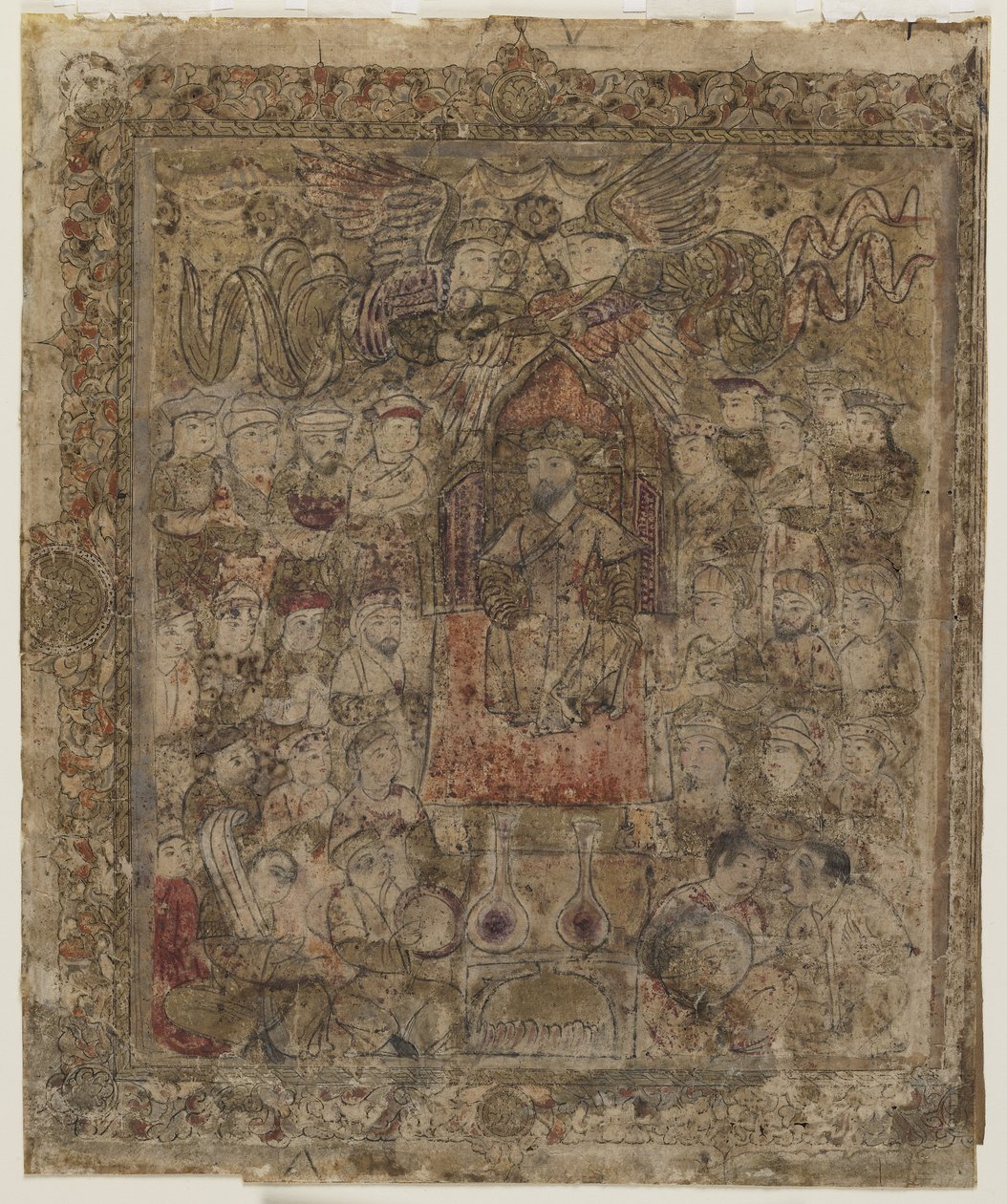 Um governante entronizado, de um Shahnama de Persian School