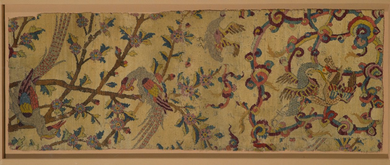 Fragmento de tapete de anjo (lã e pilha de seda) de Persian School
