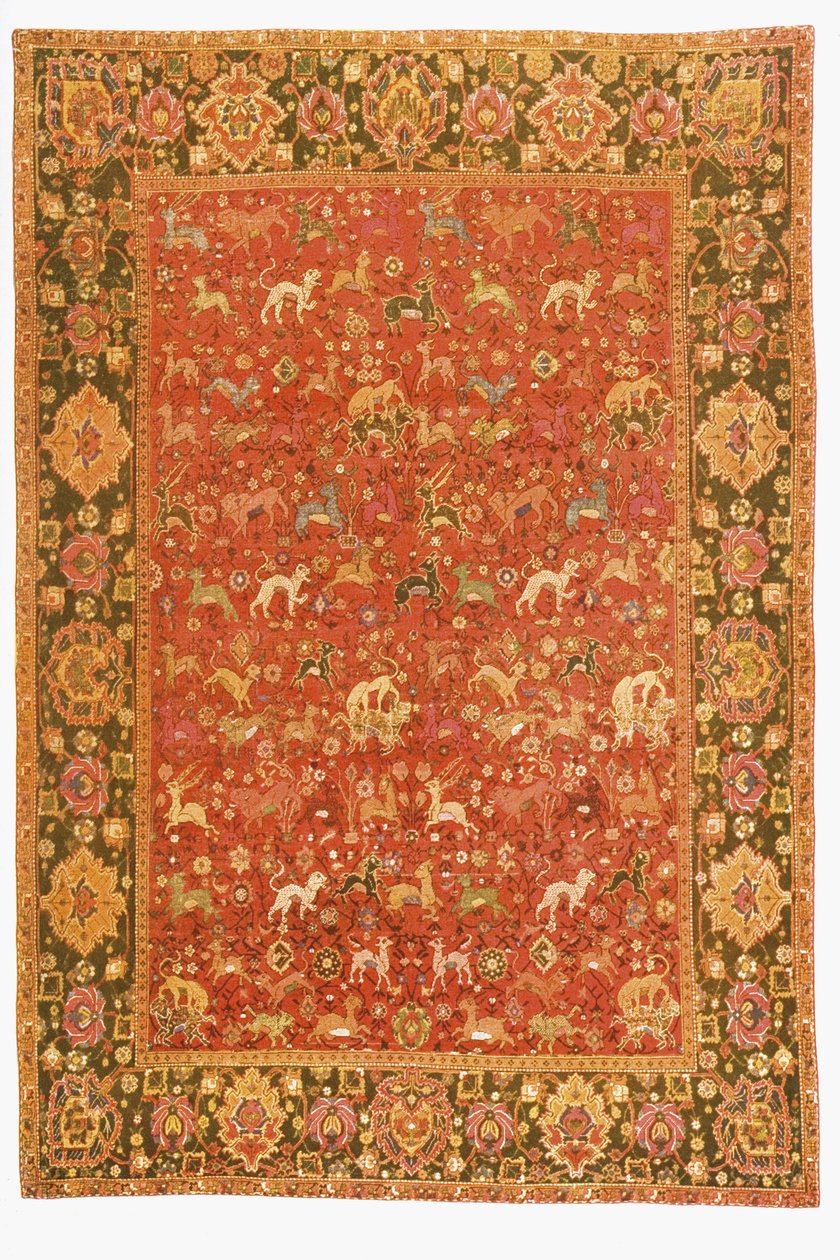 Tapete Animal, de Isfahan (têxtil) de Persian School