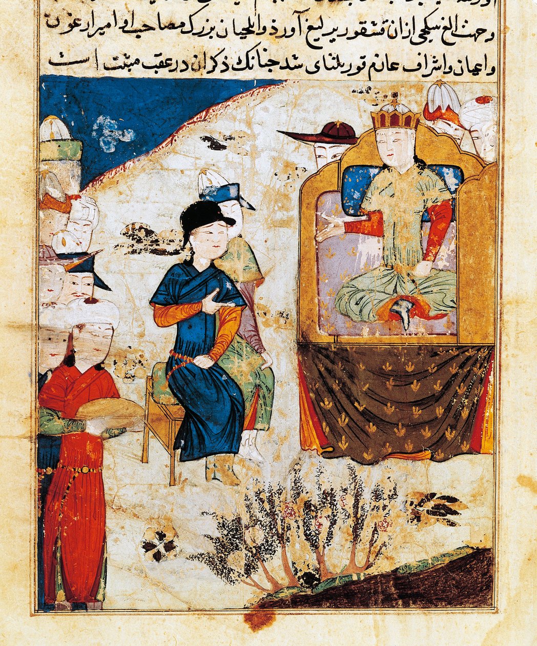 "Audience of Mongka (or Mongke or Mangu Khan) (died 1259)" Miniatura de "Tarih-i djahangusha