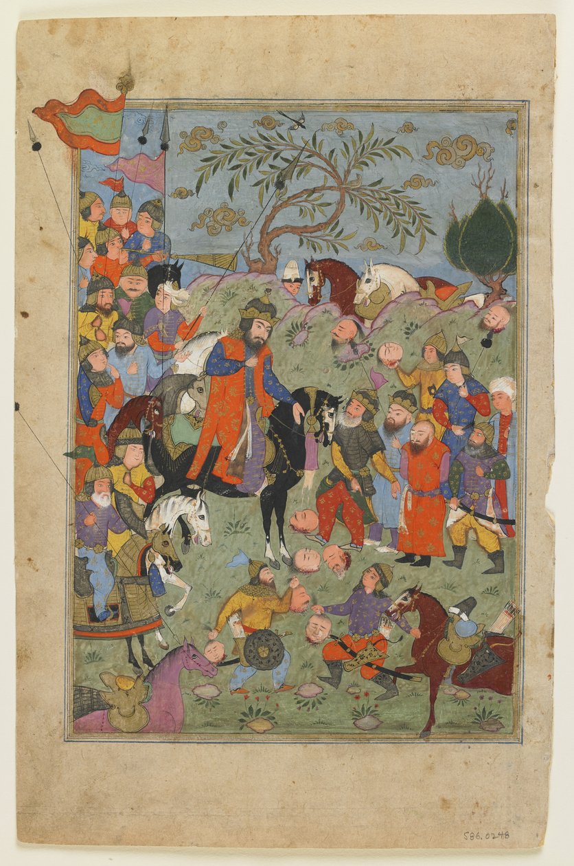 Cena de batalha de um Shahnama de Persian School