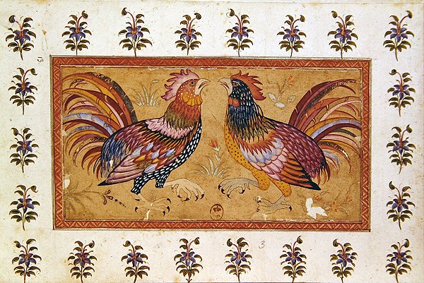 Cock Fight (guache no papel) de Persian School