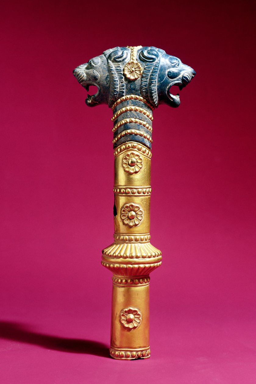 Soquete cilíndrico, mediano ou início do período Aquemênica (ouro e lápis-lazúli) de Persian School