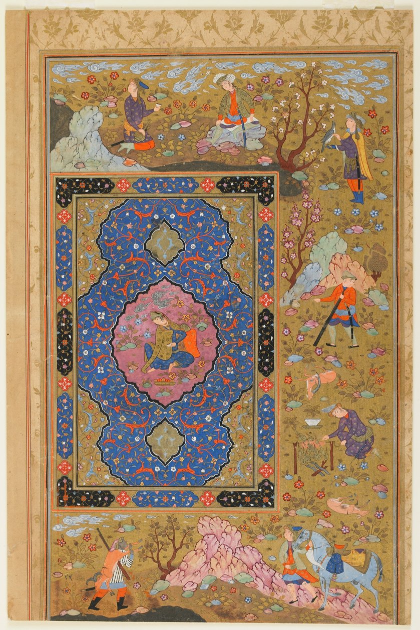 Folio de um álbum; verso: Jovem fêmea, Isfahan, Irã, período safávida, 1590-1610 (aquarela opaca, tinta e ouro sobre papel) de Persian School