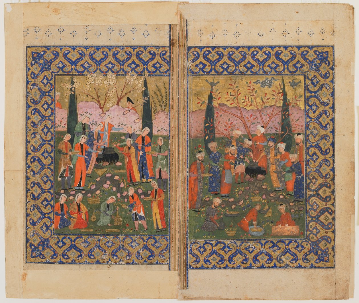 Fólio de um texto não identificado; verso: Sulayman Entronizado, Shiraz, Irã, c.1560-70 de Persian School