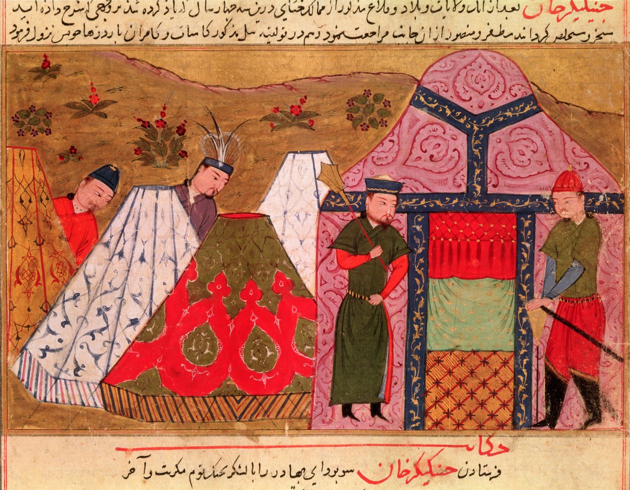 Ms.Sup.Pers.1113. fol. 66v O Acampamento de Genghis Khan (c.1162-1227) de um livro de Rashid al-Din (1247-1318) de Persian School
